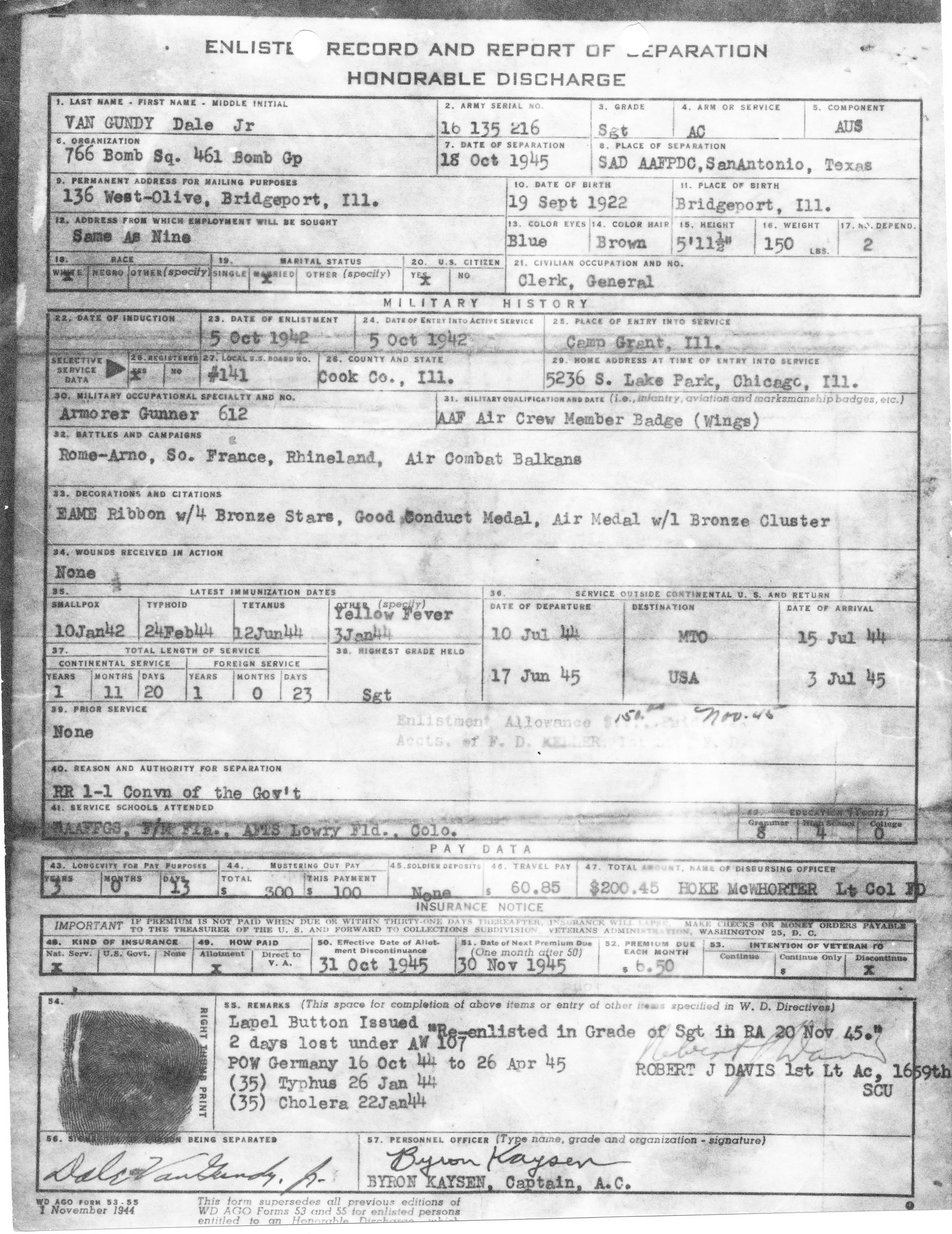 Gundy Discharge Sheet